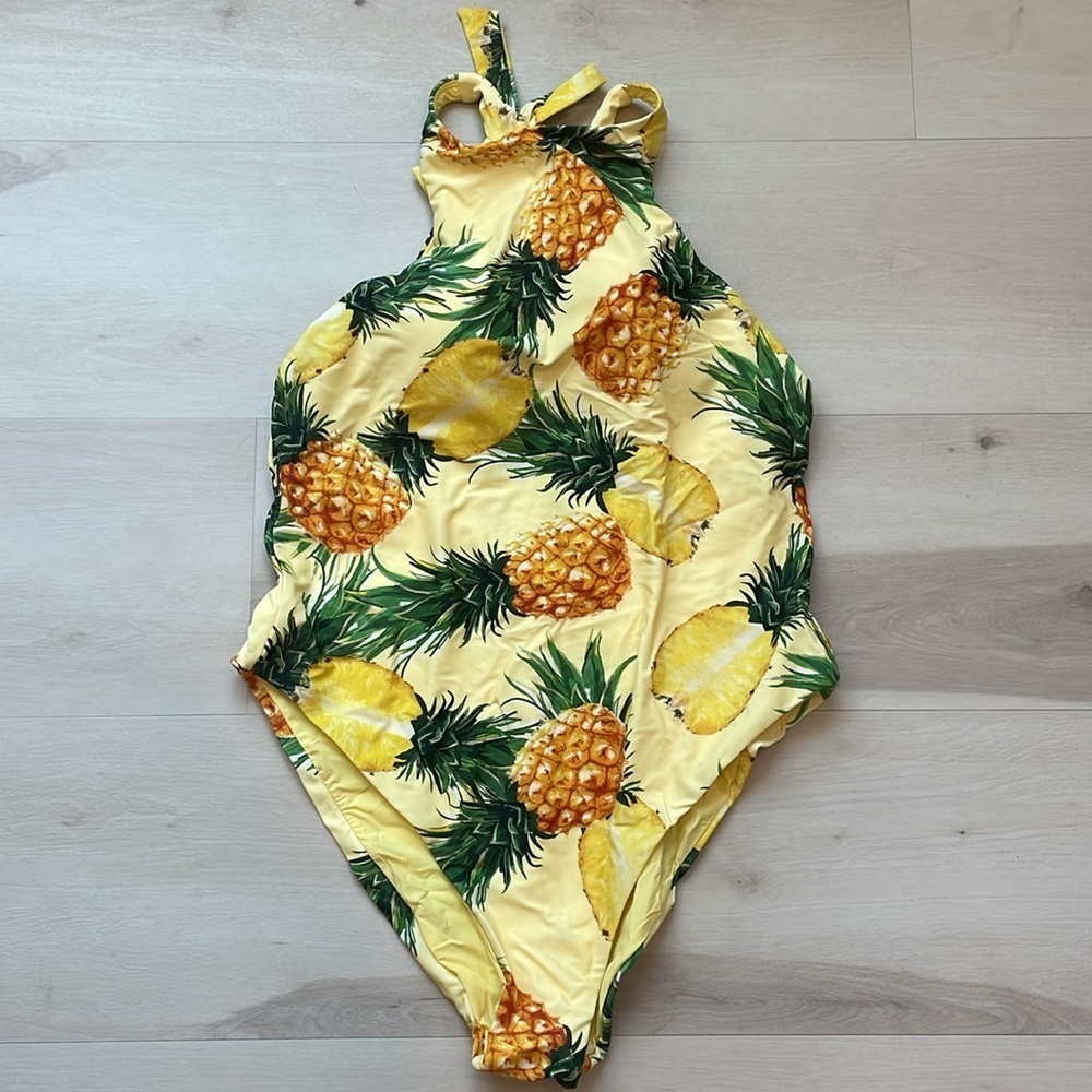 NEW Anthropologie Pineapple High-Neck One-Piece Swimsuit Size 1X - Picture 5 of 9